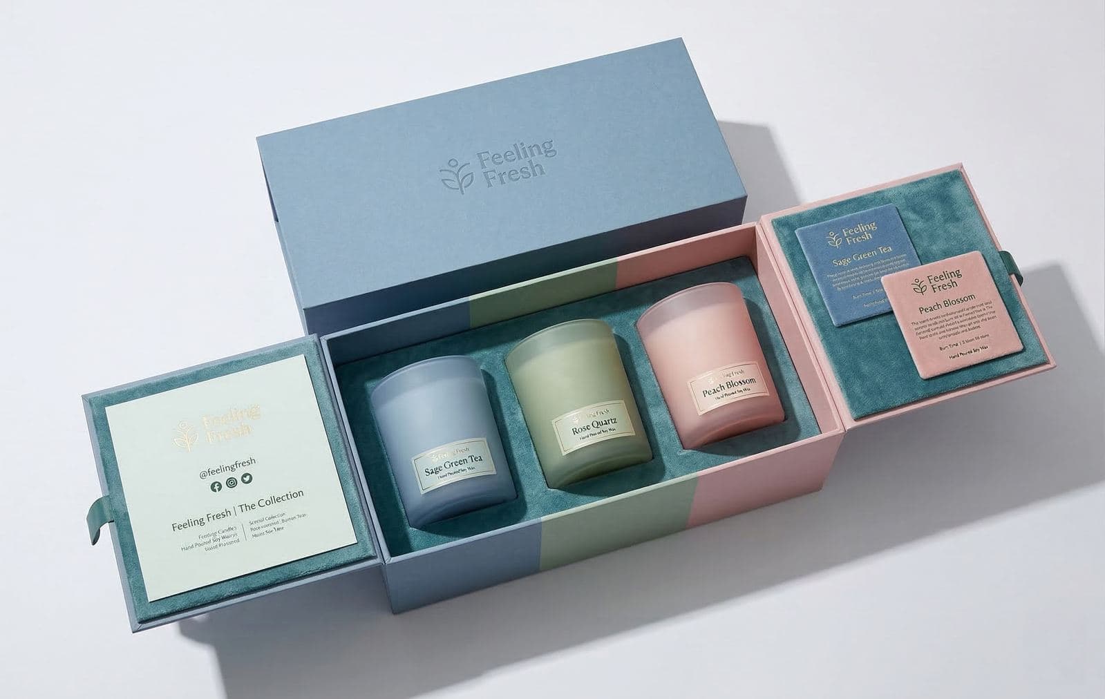 Velvet-flocked interior insert creating a tactile reveal moment inside a premium beauty kit