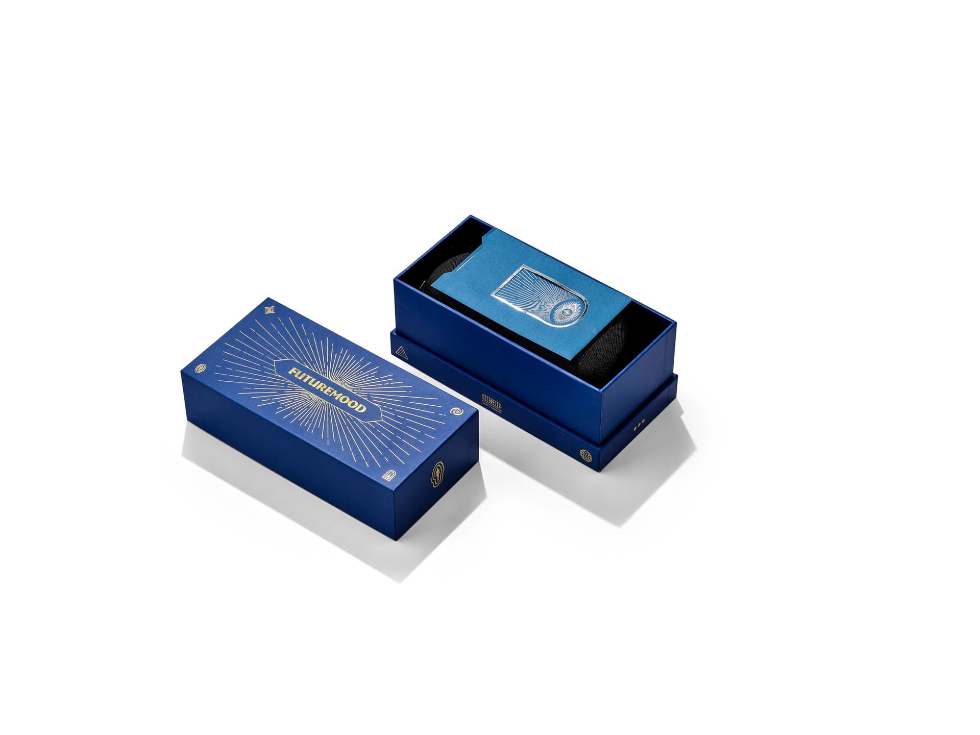 Luxury rigid box packaging with foil stamping and custom interior insert
