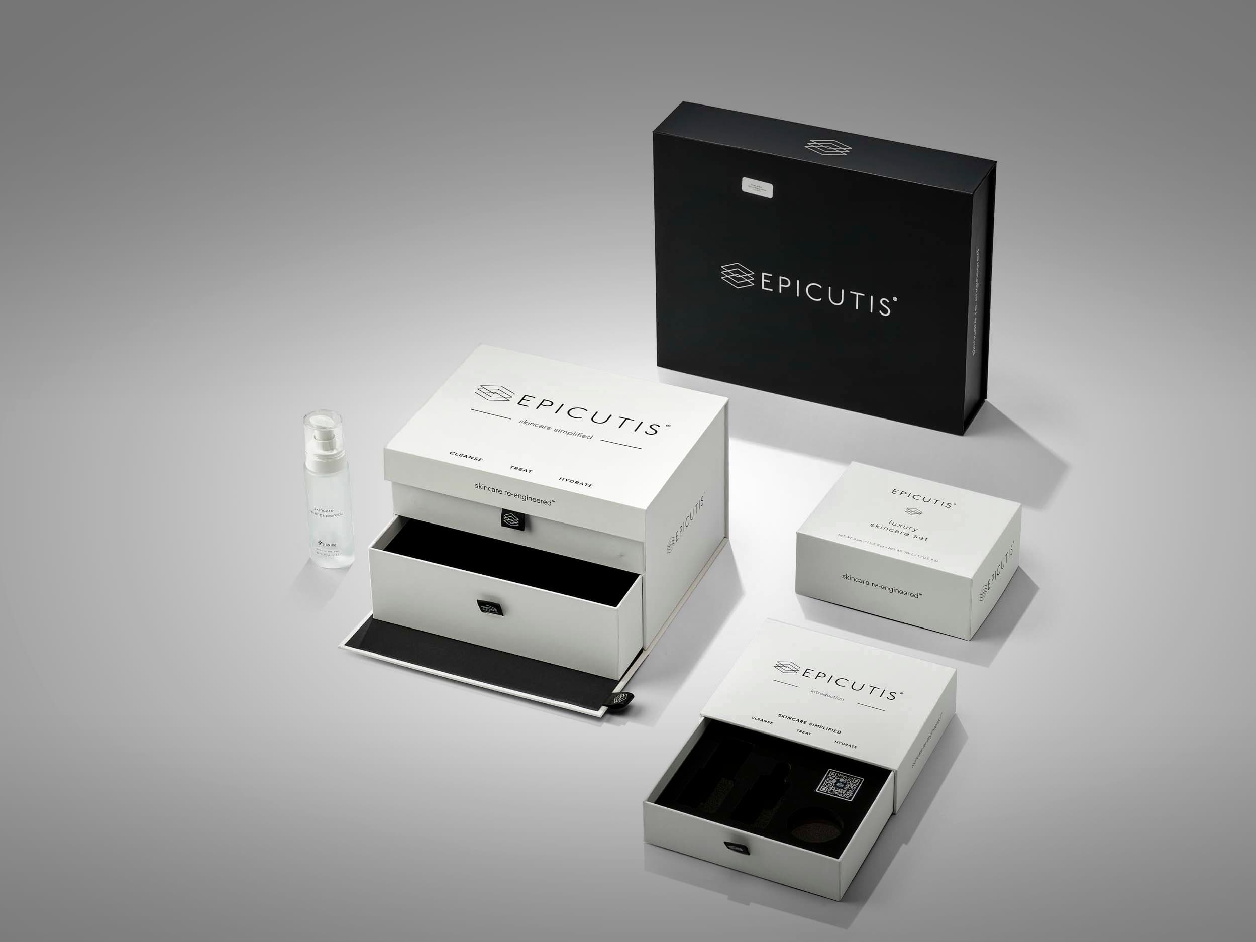 Epicutis modular packaging kit system with drawer boxes and multiple product components