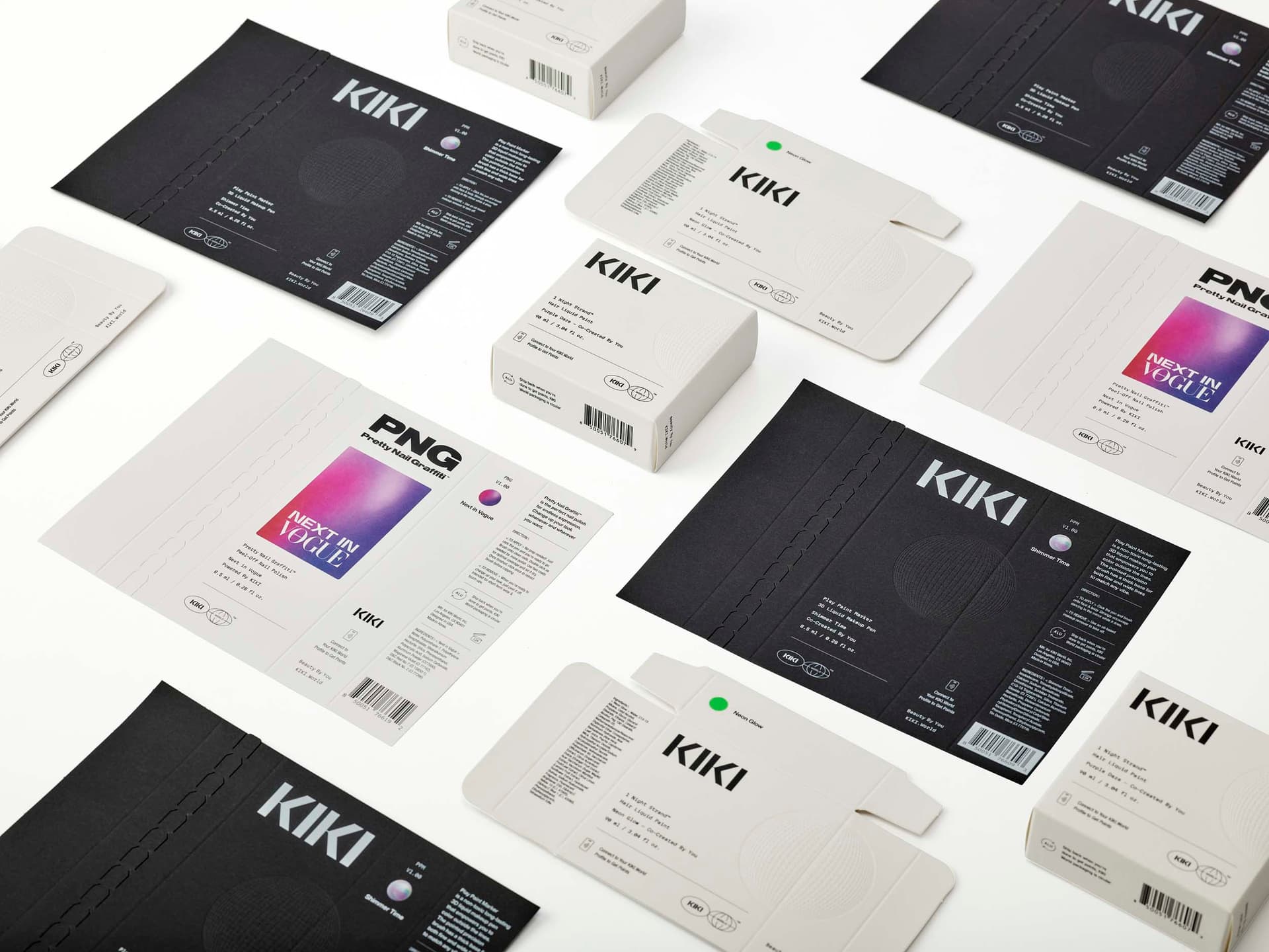 Cosmetic folding carton packaging in production layout