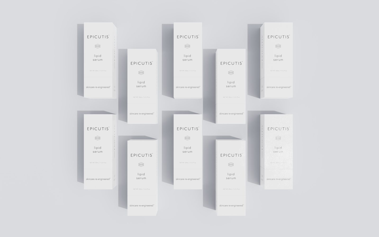 Primary serum pack silhouette as the anchor of the design system